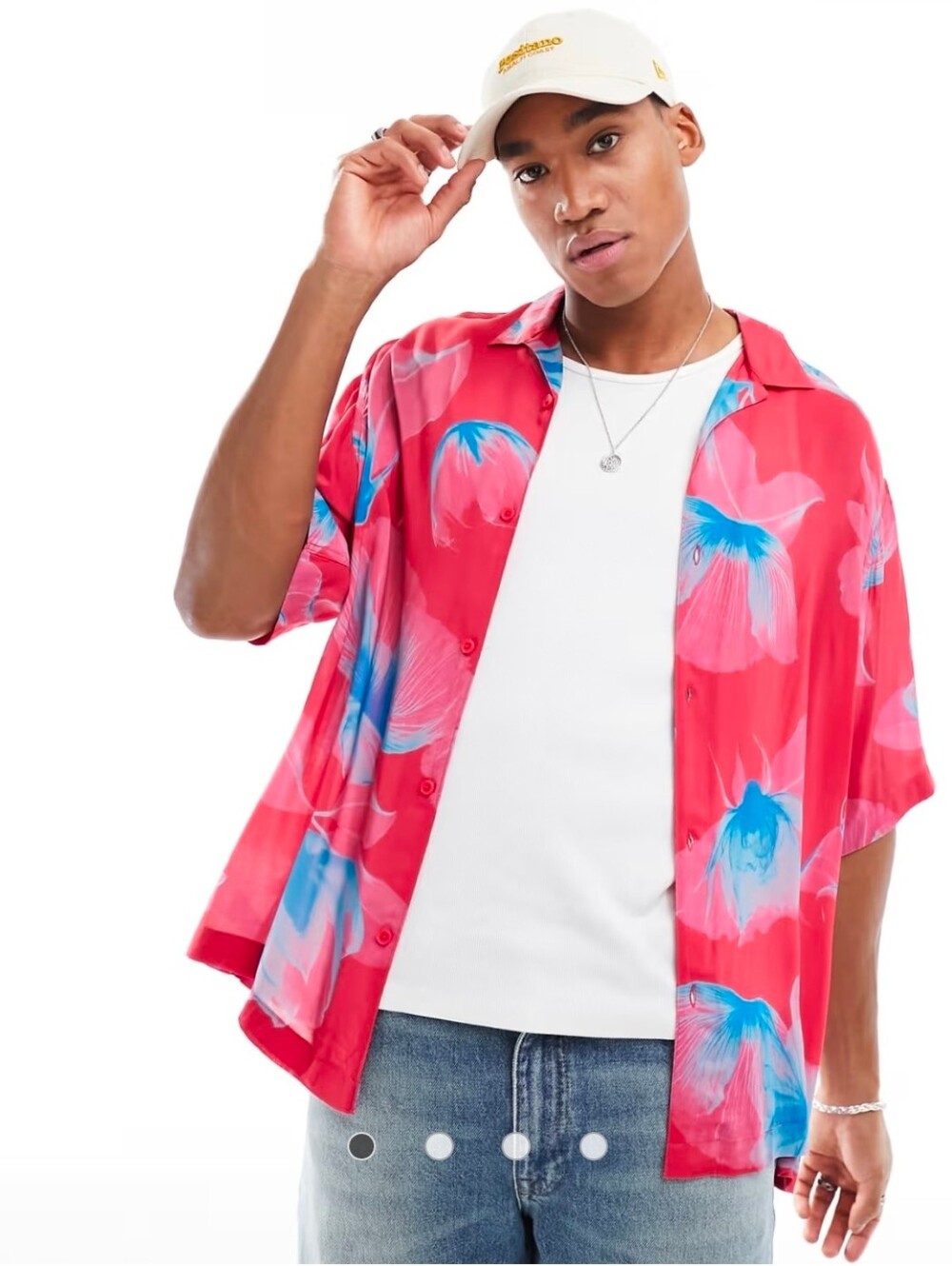 $110 AX Armani Exchange Mens Boxy-Fit Floral Shirt
